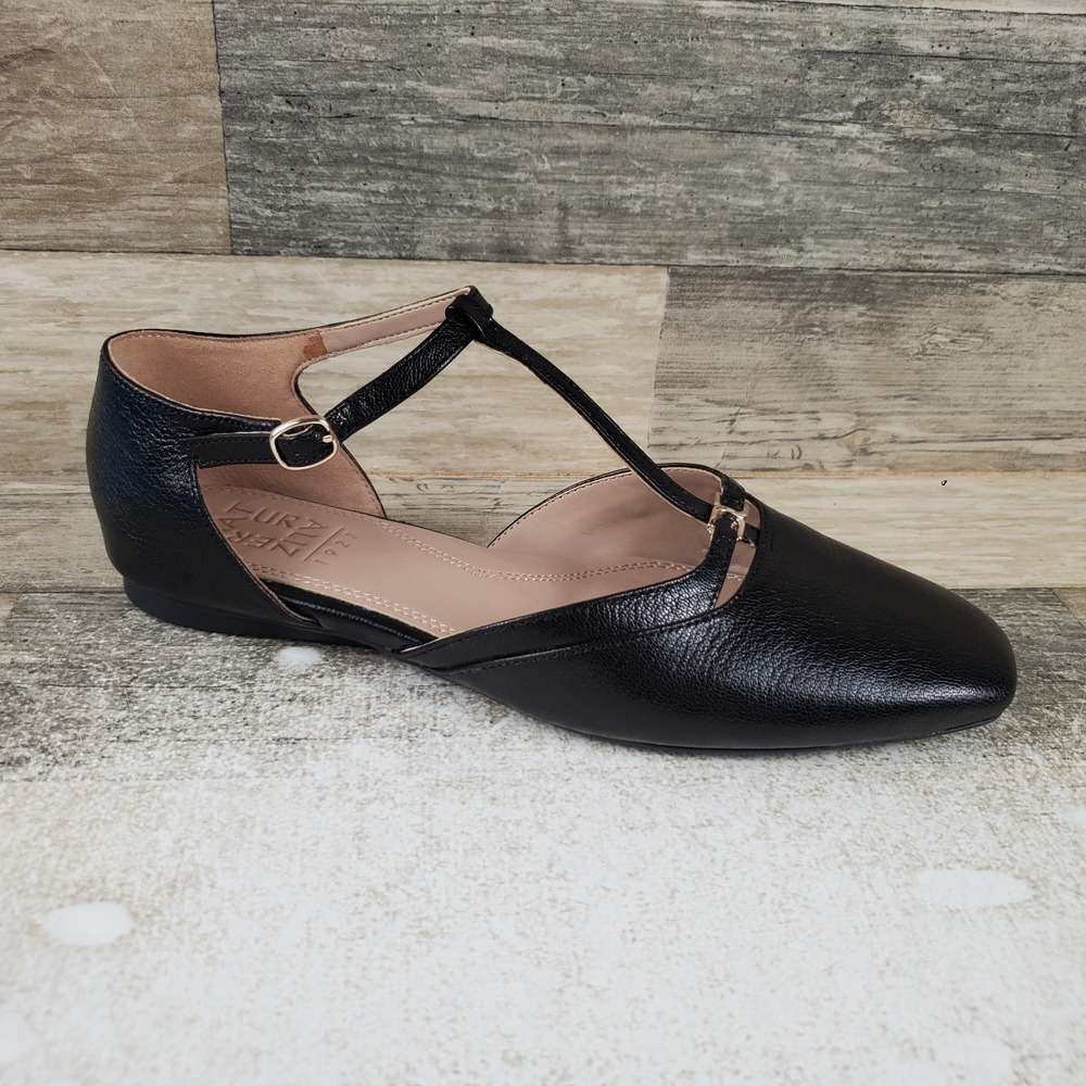 Naturalizer Caresse Womens Mary Jane Shoes Sz 8.5 Wide Black T-Strap Square Toe